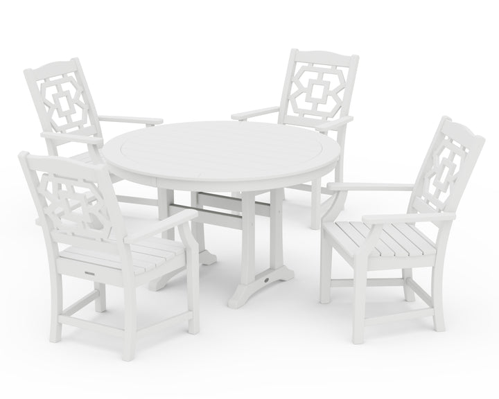 Martha Stewart by POLYWOOD® Chinoiserie 5-Piece Round Dining Set with Trestle Legs