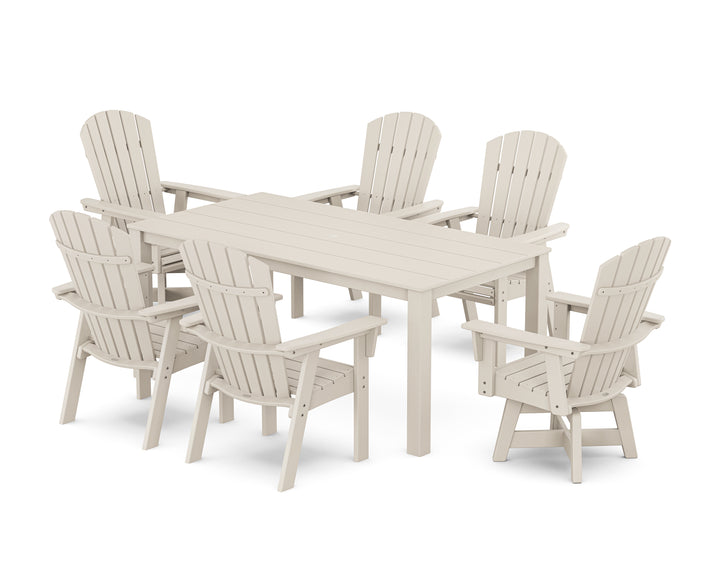 POLYWOOD® Nautical Curveback Adirondack Swivel 7-Piece Parsons Dining Set