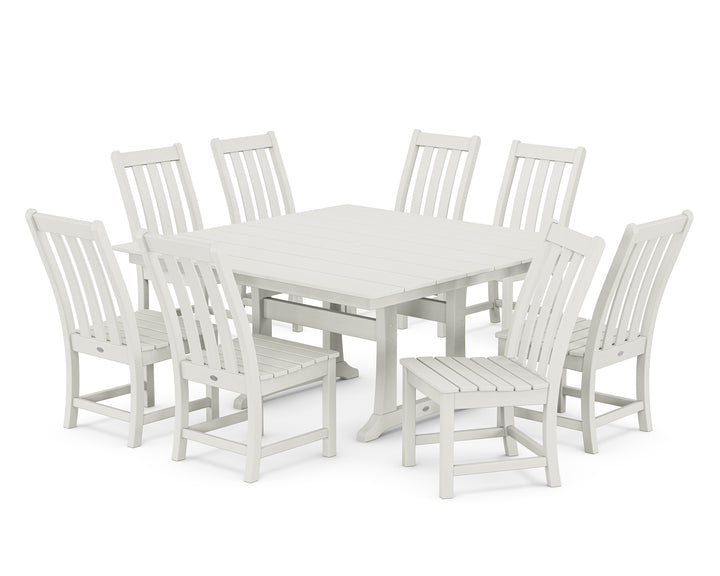 POLYWOOD® Vineyard 9-Piece Farmhouse Trestle Dining Set