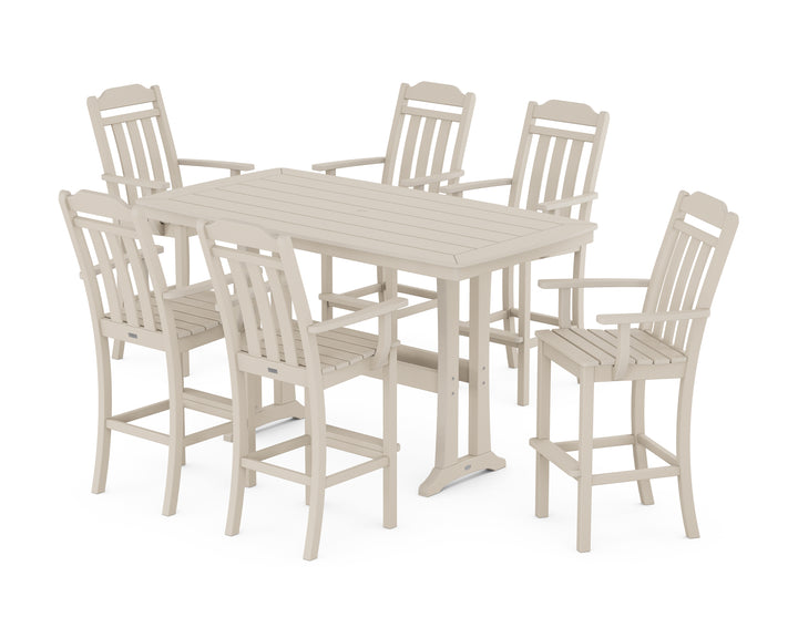 Country Living Cottage Arm Chair 7-Piece Bar Set with Trestle Legs