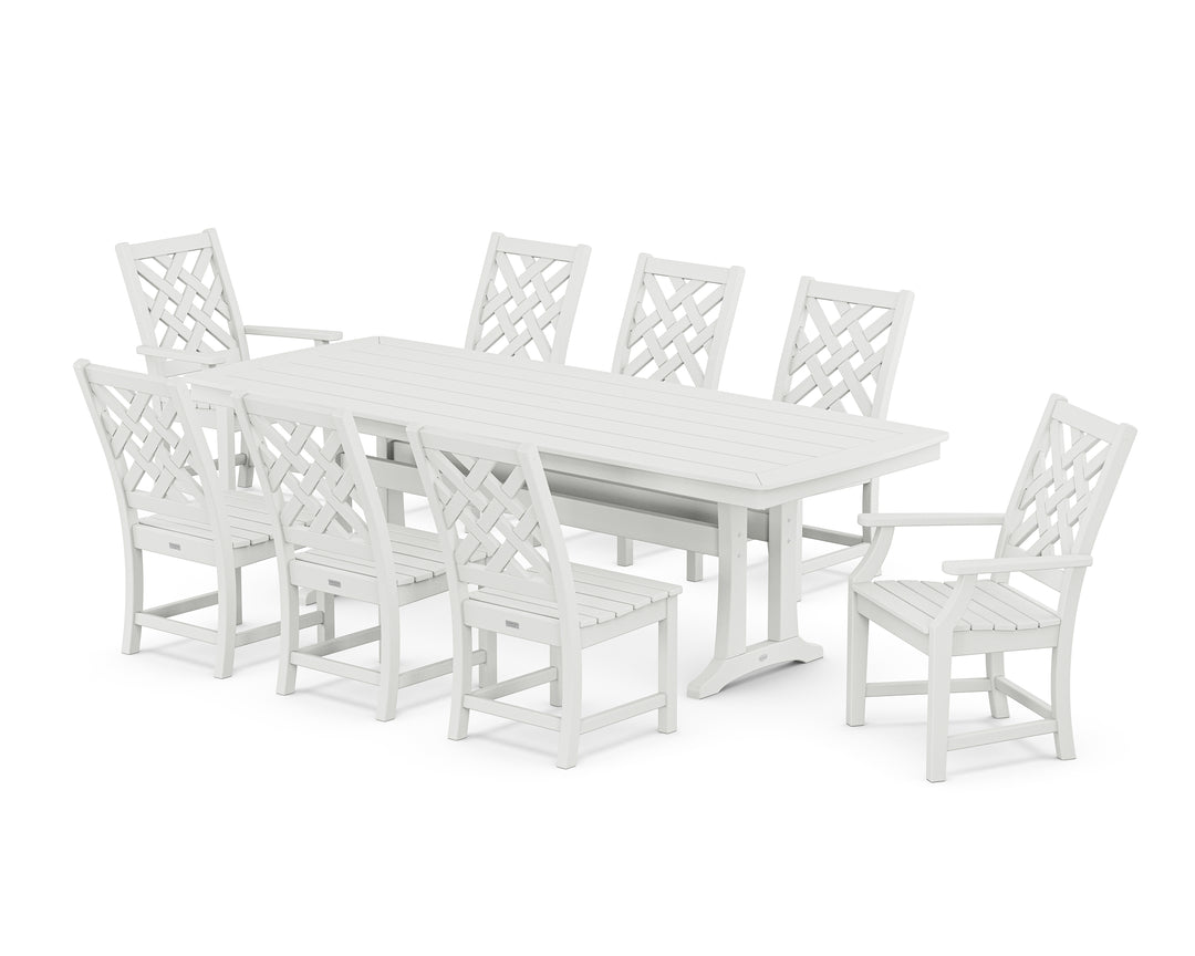 Country Living Wovendale 9-Piece Dining Set with Trestle Legs