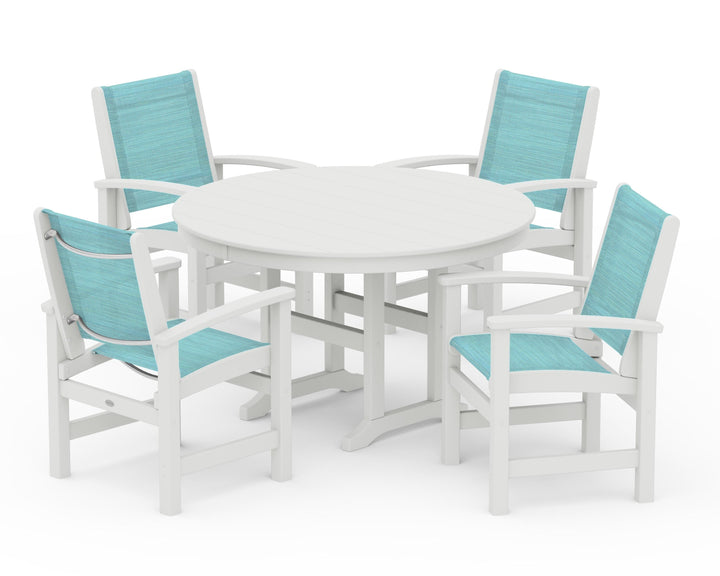 POLYWOOD® Coastal 5-Piece Round Farmhouse Dining Set