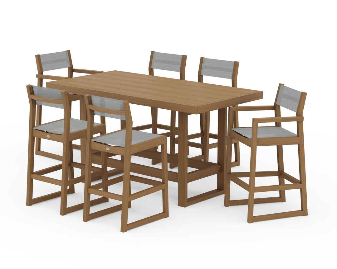 POLYWOOD® EDGE Sling 7-Piece Bar Table Set