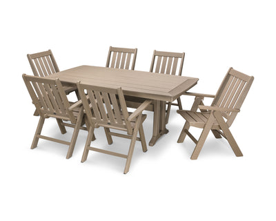 Vineyard Folding Chair 7-Piece Dining Set with Trestle Legs