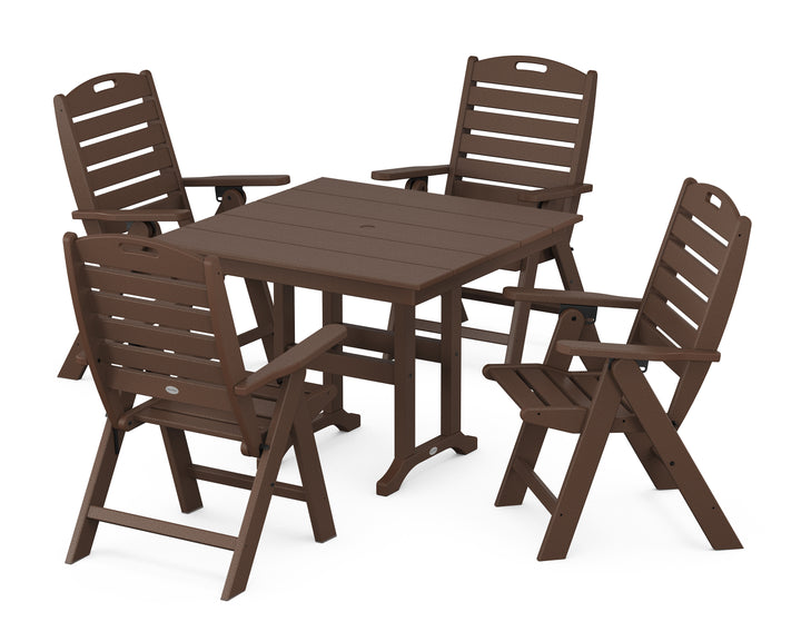 POLYWOOD® Nautical Folding Highback Chair 5-Piece Farmhouse Dining Set