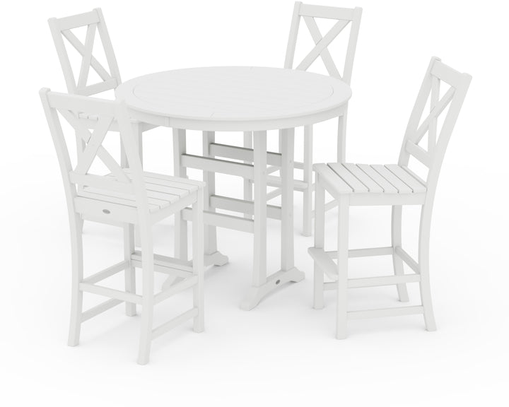 POLYWOOD® Braxton 5-Piece Nautical Trestle Arm Chair Bar Set