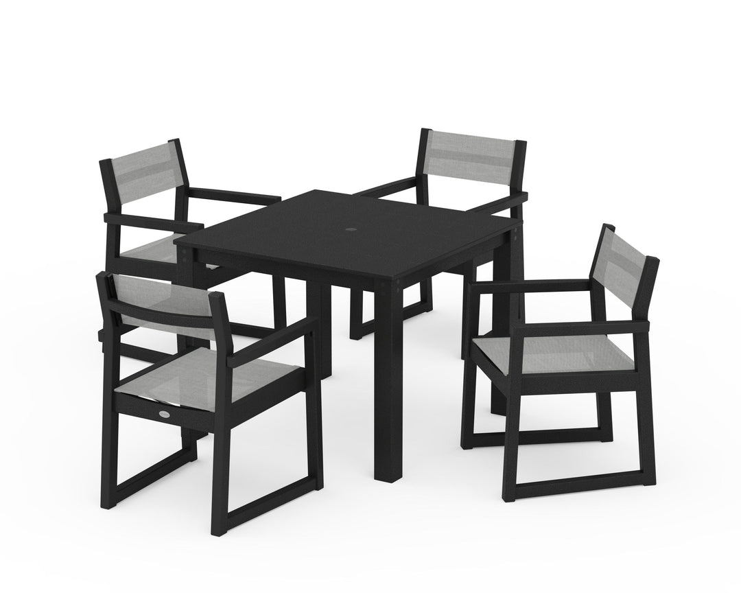 POLYWOOD® EDGE Sling Arm Chair 5-Piece Parsons Dining Set