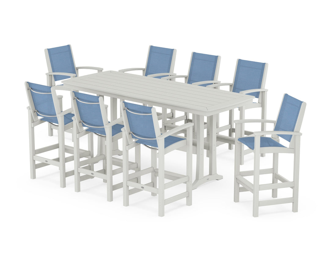 POLYWOOD® Coastal 9-Piece Bar Set with Trestle Legs