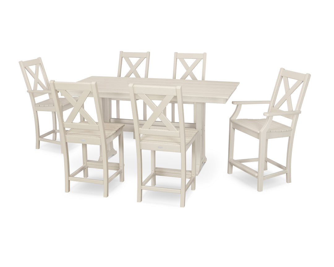 POLYWOOD® Braxton 7-Piece Farmhouse Trestle Counter Set