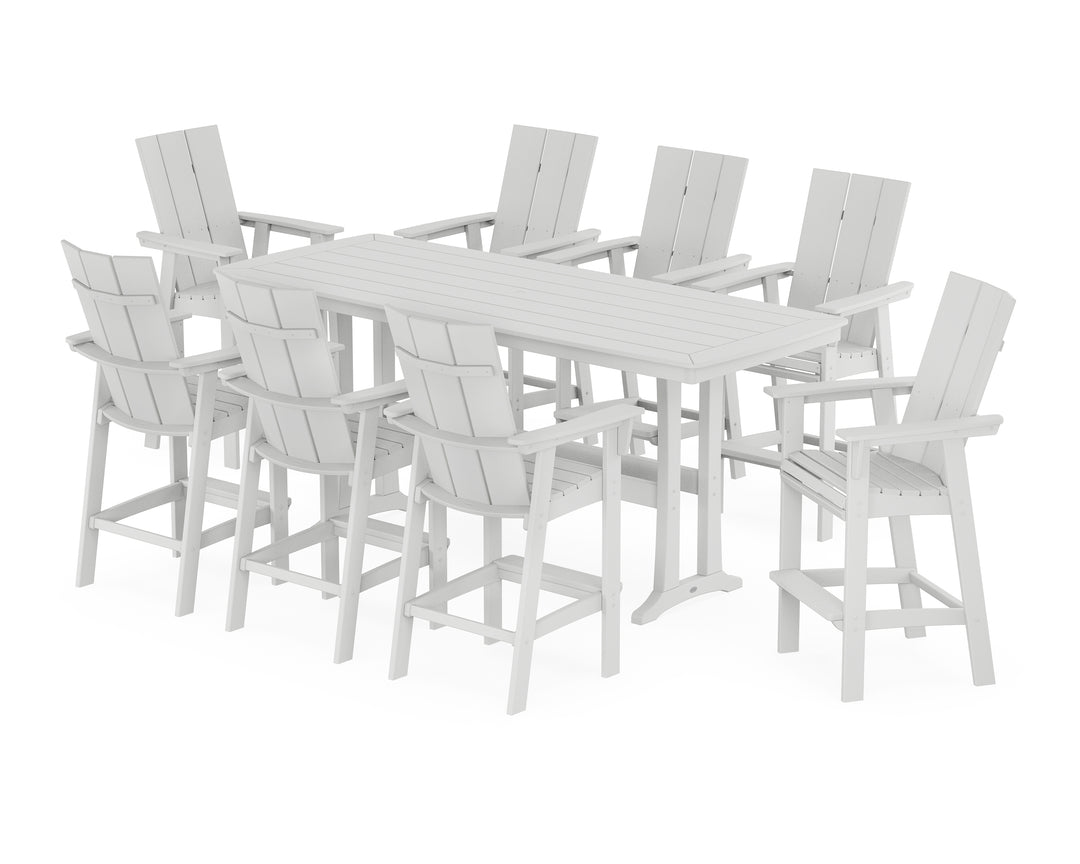 POLYWOOD® Modern Curveback Adirondack 9-Piece Bar Set with Trestle Legs