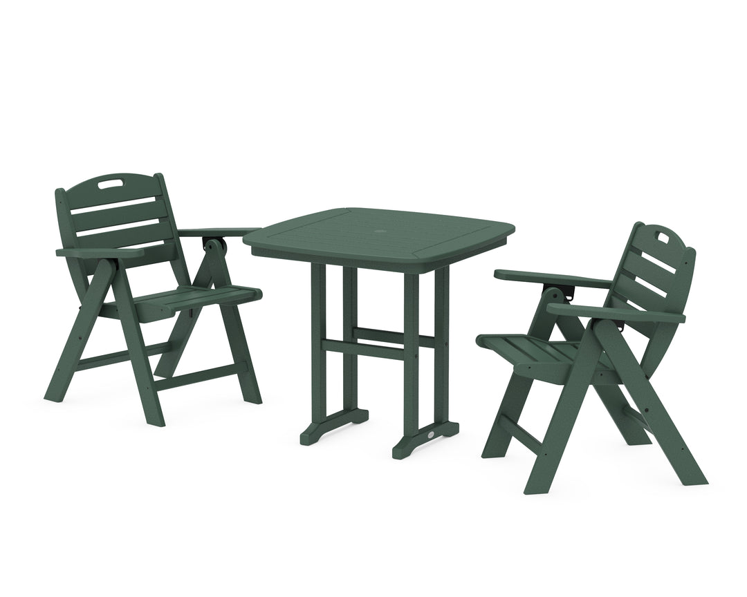 POLYWOOD® Nautical Folding Lowback Chair 3-Piece Dining Set