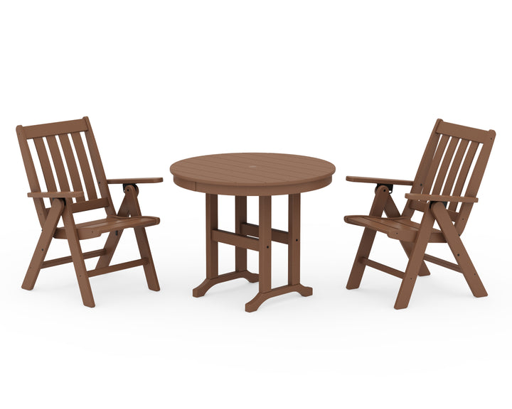POLYWOOD® Vineyard Folding Chair 3-Piece Round Dining Set