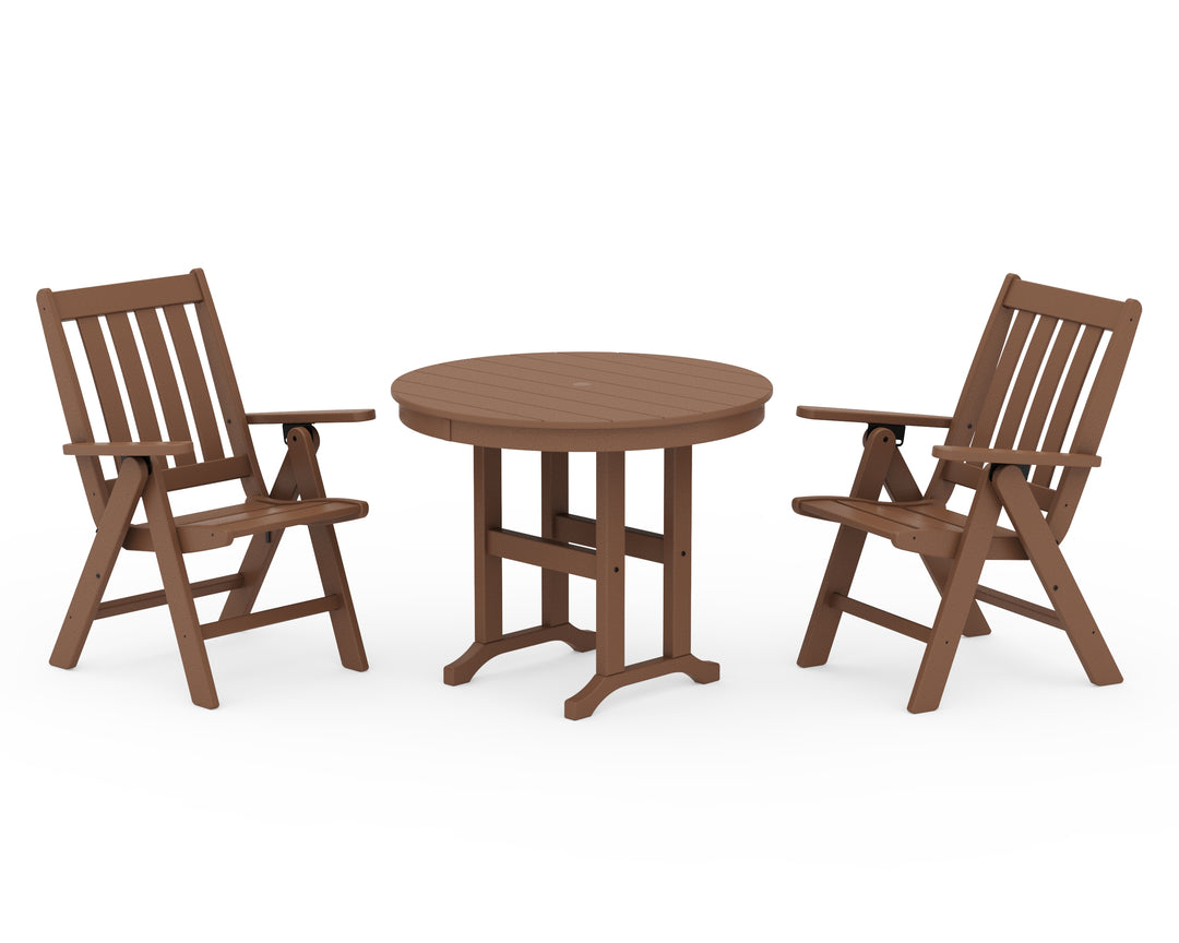 POLYWOOD® Vineyard Folding Chair 3-Piece Round Dining Set