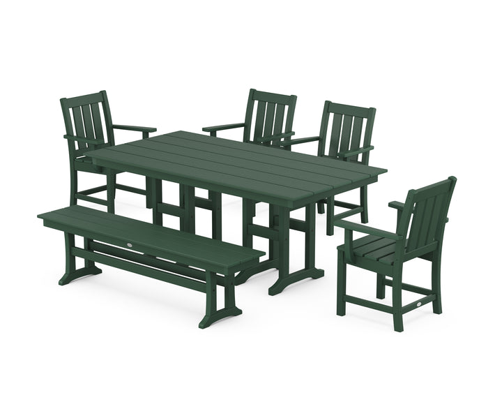 POLYWOOD® Oxford 6-Piece Farmhouse Dining Set with Bench