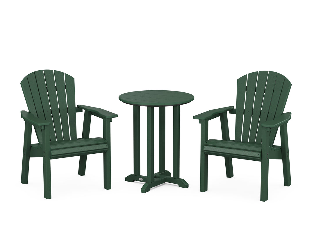 POLYWOOD® Seashell 3-Piece Round Farmhouse Bistro Dining Set