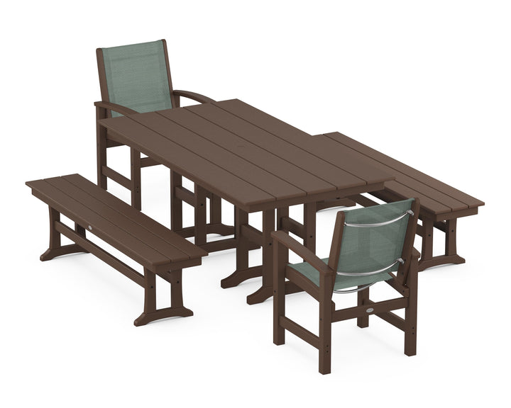 POLYWOOD® Coastal 5-Piece Farmhouse Dining Set