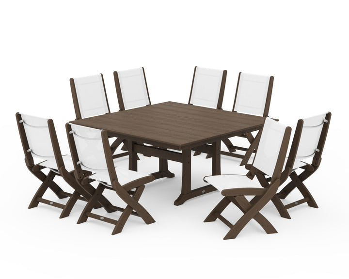 POLYWOOD® Coastal Folding Side Chair 9-Piece Farmhouse Dining Set