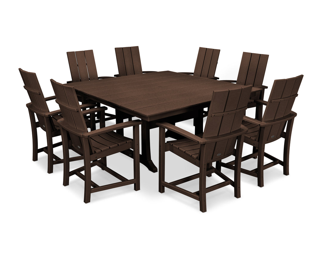 POLYWOOD® Modern Adirondack 9-Piece Farmhouse Trestle Dining Set
