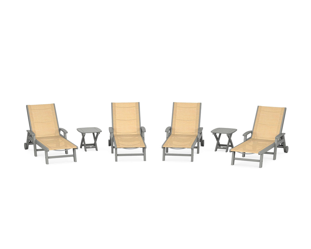 POLYWOOD® Coastal Chaise 6-Piece Set with Wheels