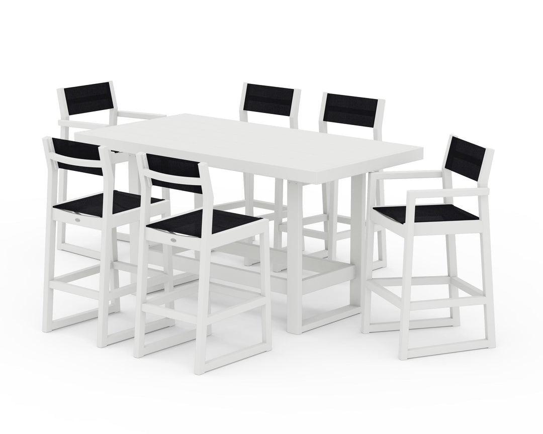 POLYWOOD® EDGE Sling 7-Piece Bar Table Set