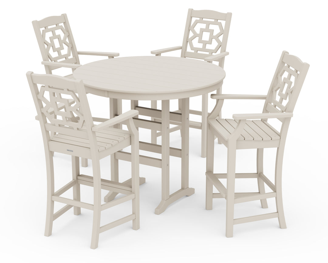 Martha Stewart by POLYWOOD® Chinoiserie 5-Piece Round Farmhouse Bar Set