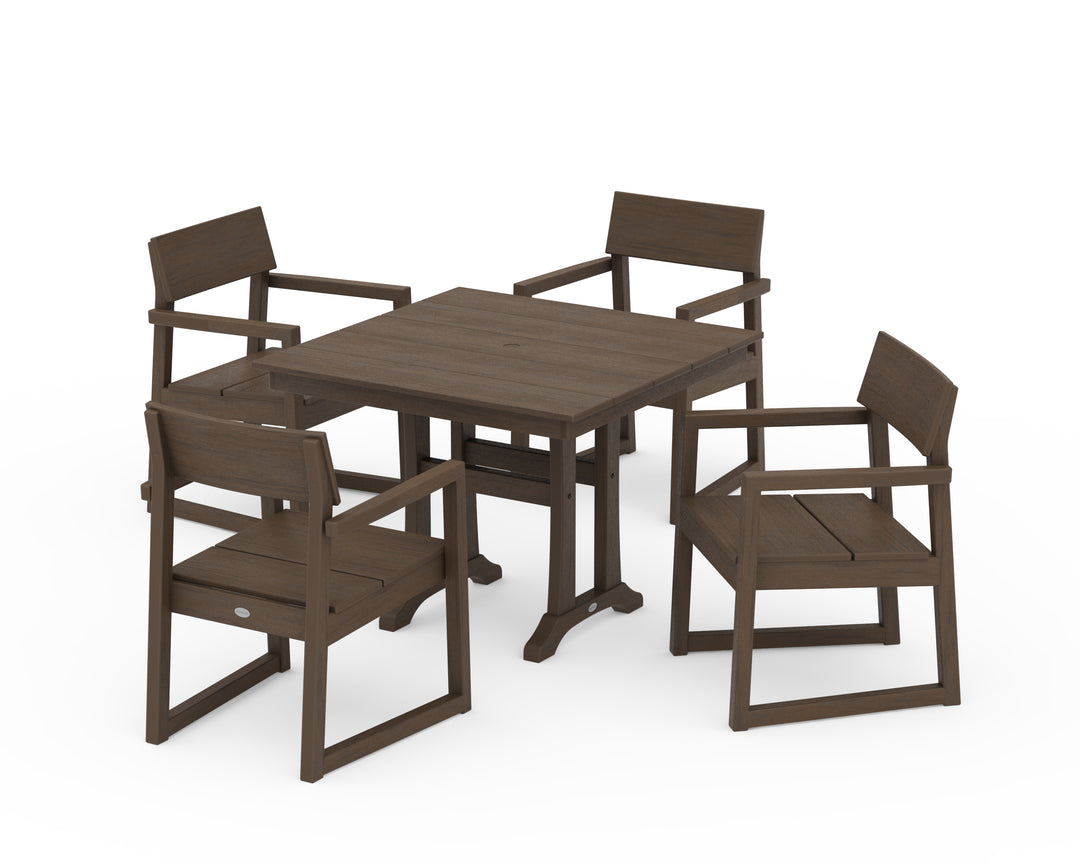 POLYWOOD® EDGE 5-Piece Farmhouse Dining Set With Trestle Legs