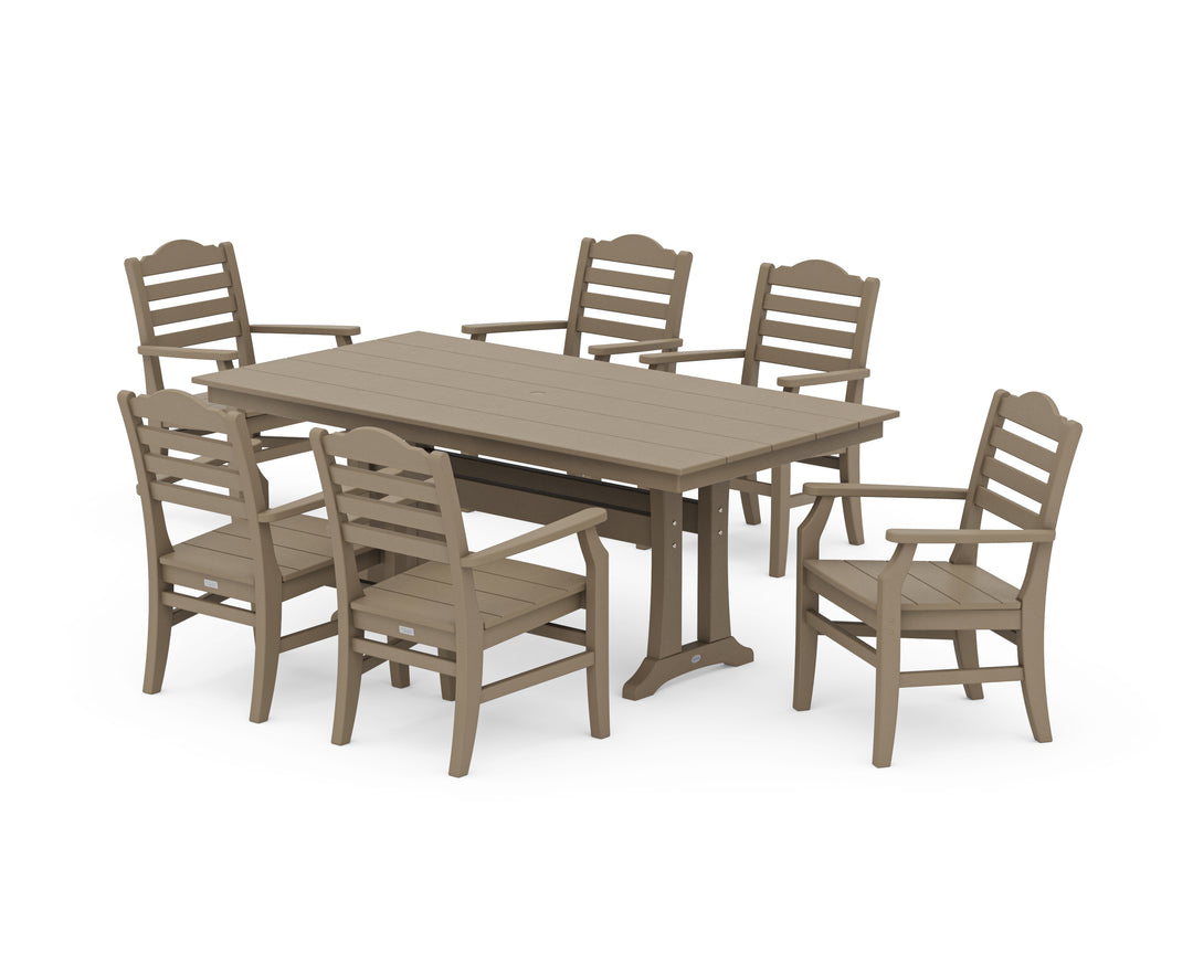 POLYWOOD® Savannah Arm Chair 7-Piece Farmhouse Dining Set with Trestle Legs
