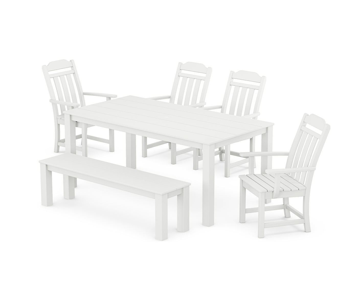 Cottage 6-Piece Parsons Dining Set with Bench