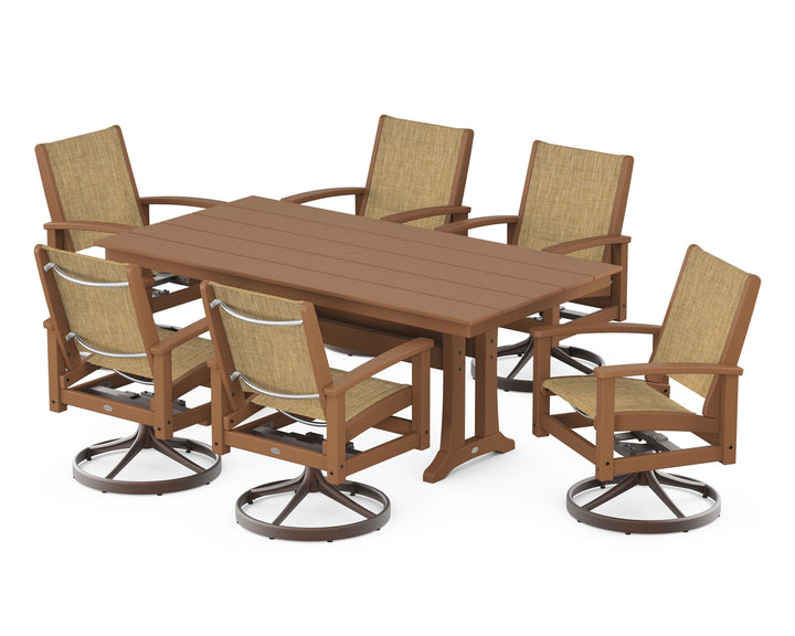 POLYWOOD® 7 Piece Coastal Swivel Rocker Dining Set
