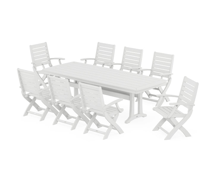 POLYWOOD® Signature Folding 9-Piece Dining Set with Trestle Legs