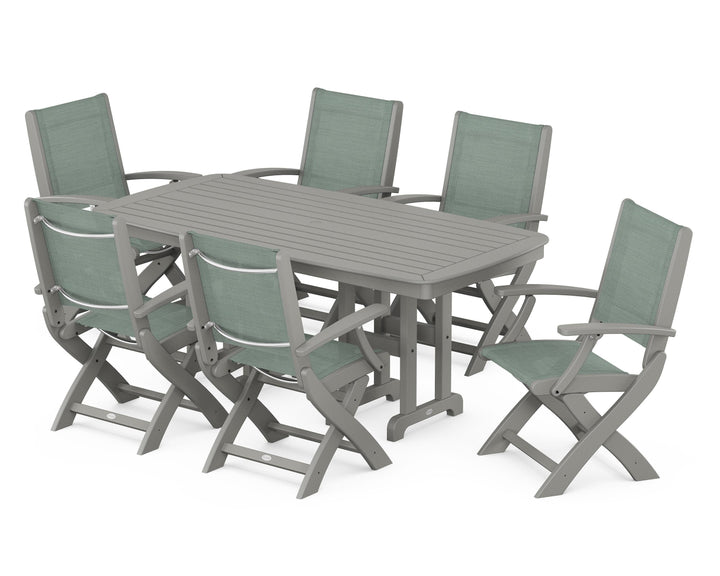 POLYWOOD® Coastal Folding Arm Chair 7-Piece Dining Set