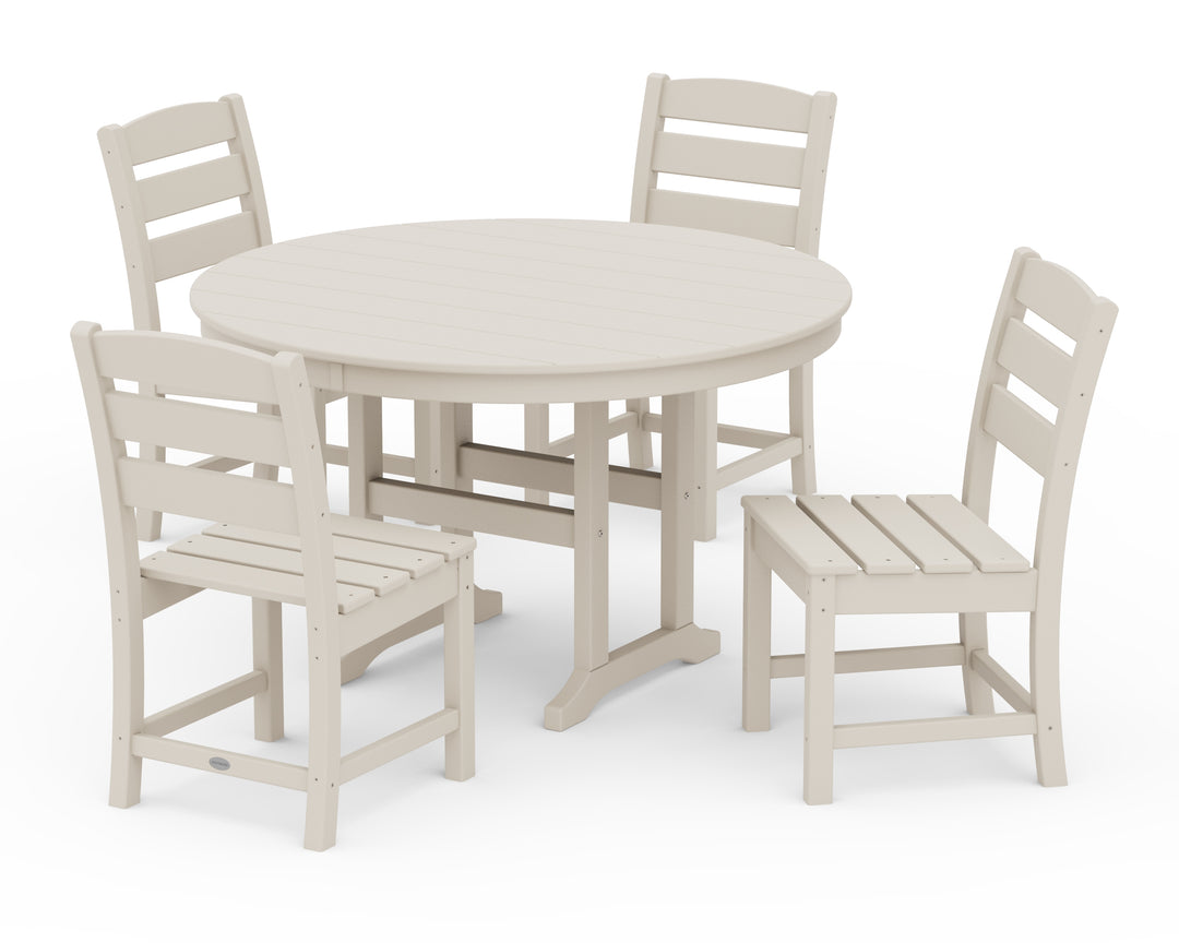 POLYWOOD® Lakeside 5-Piece Round Farmhouse Side Chair Dining Set