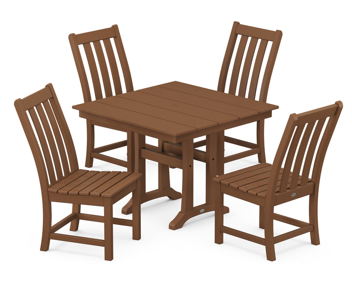 POLYWOOD® Vineyard 5-Piece Farmhouse Trestle Side Chair Dining Set