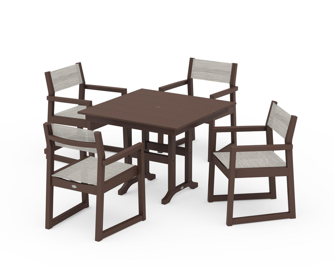 POLYWOOD® EDGE Sling Arm Chair 5-Piece Farmhouse Dining Set