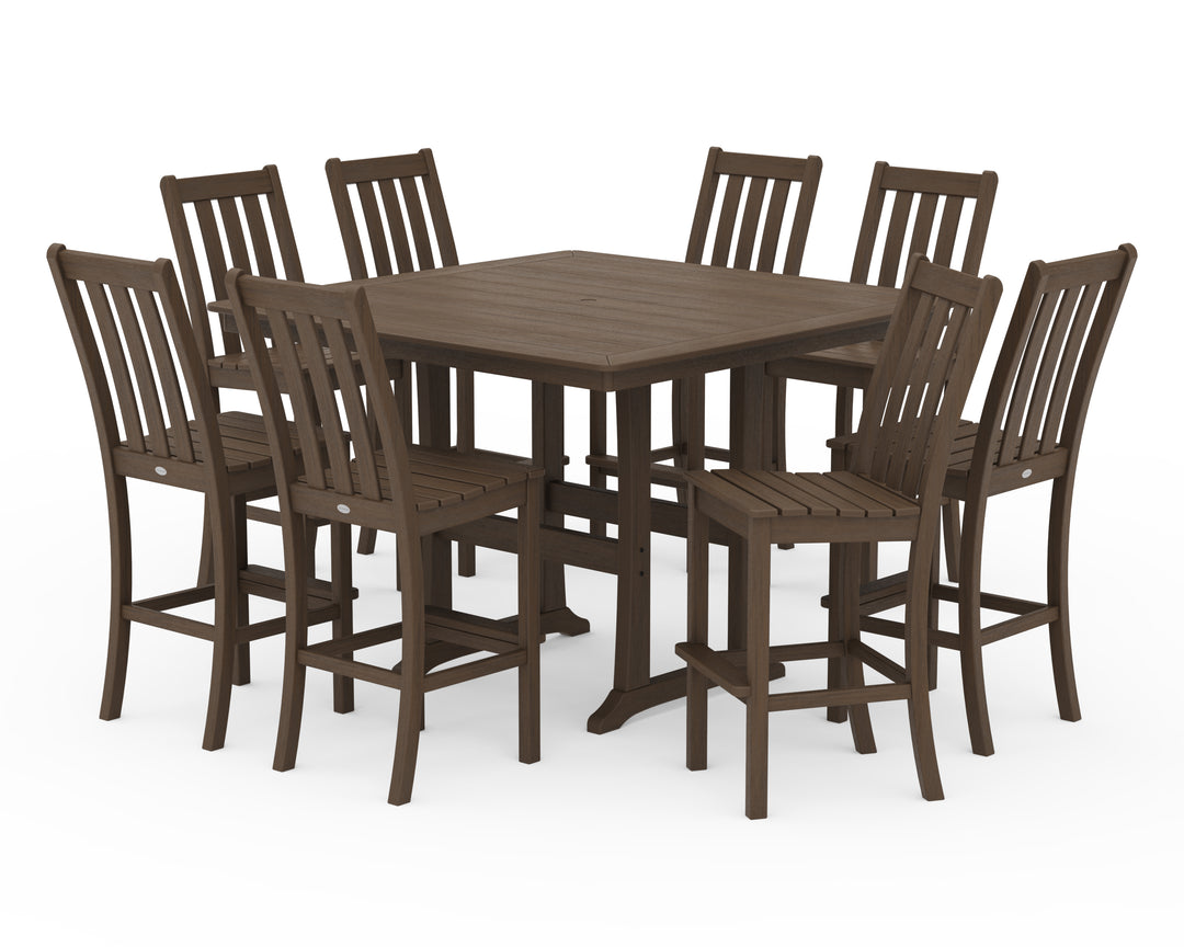 POLYWOOD® Vineyard 9-Piece Nautical Trestle Bar Set