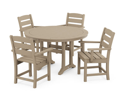 Lakeside 5-Piece Round Dining Set with Trestle Legs