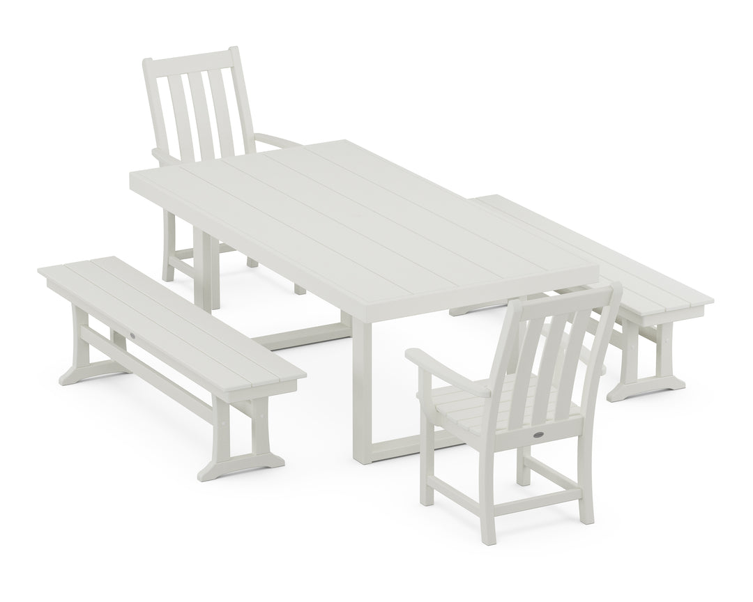 POLYWOOD® Vineyard 5-Piece Dining Set with Benches