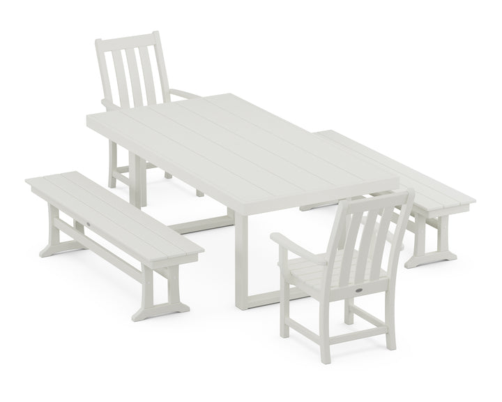 POLYWOOD® Vineyard 5-Piece Dining Set with Benches