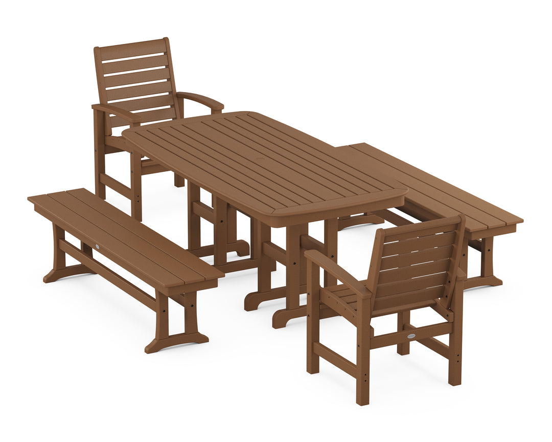 POLYWOOD® Signature 5-Piece Dining Set with Benches