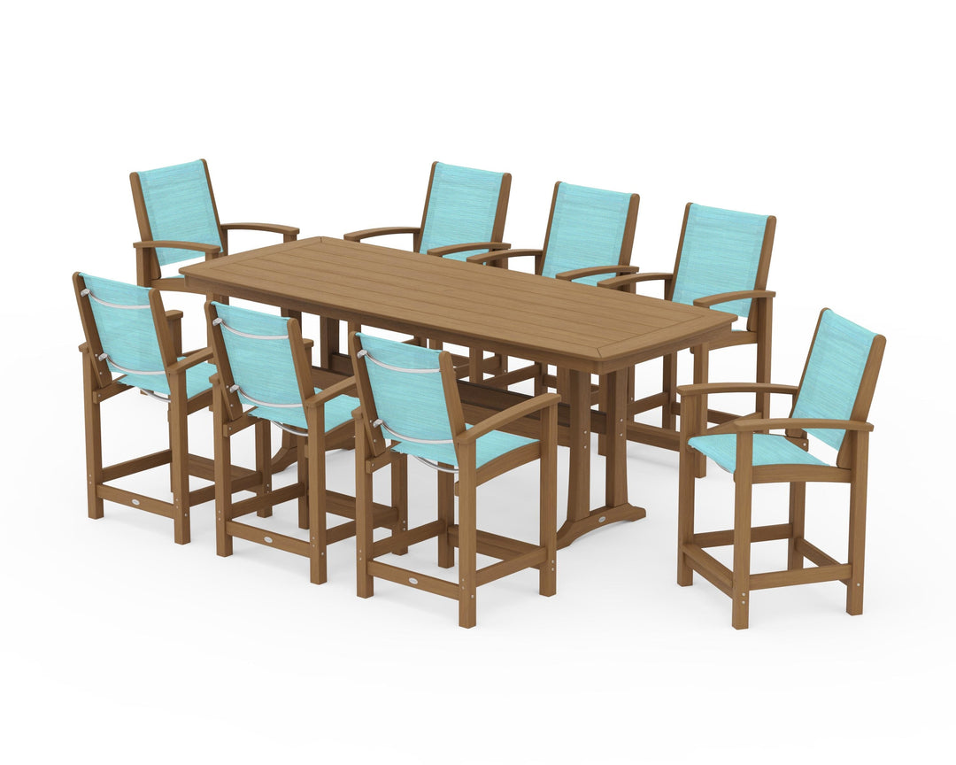 POLYWOOD® Coastal 9-Piece Counter Set with Trestle Legs