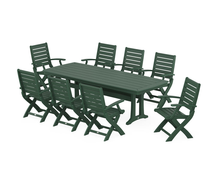 POLYWOOD® Signature Folding 9-Piece Dining Set with Trestle Legs