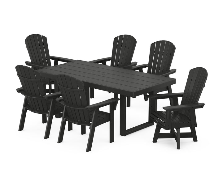 POLYWOOD® Nautical Curveback Adirondack Swivel Chair 7-Piece Dining Set