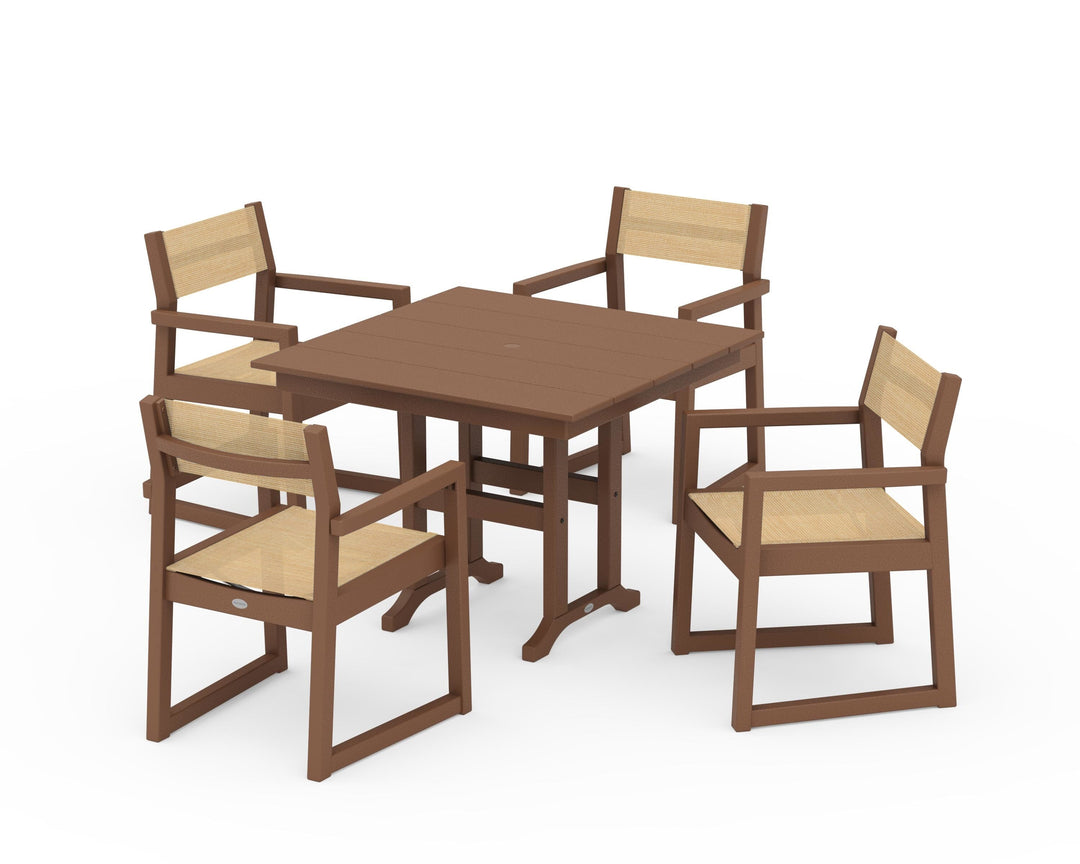POLYWOOD® EDGE Sling Arm Chair 5-Piece Farmhouse Dining Set