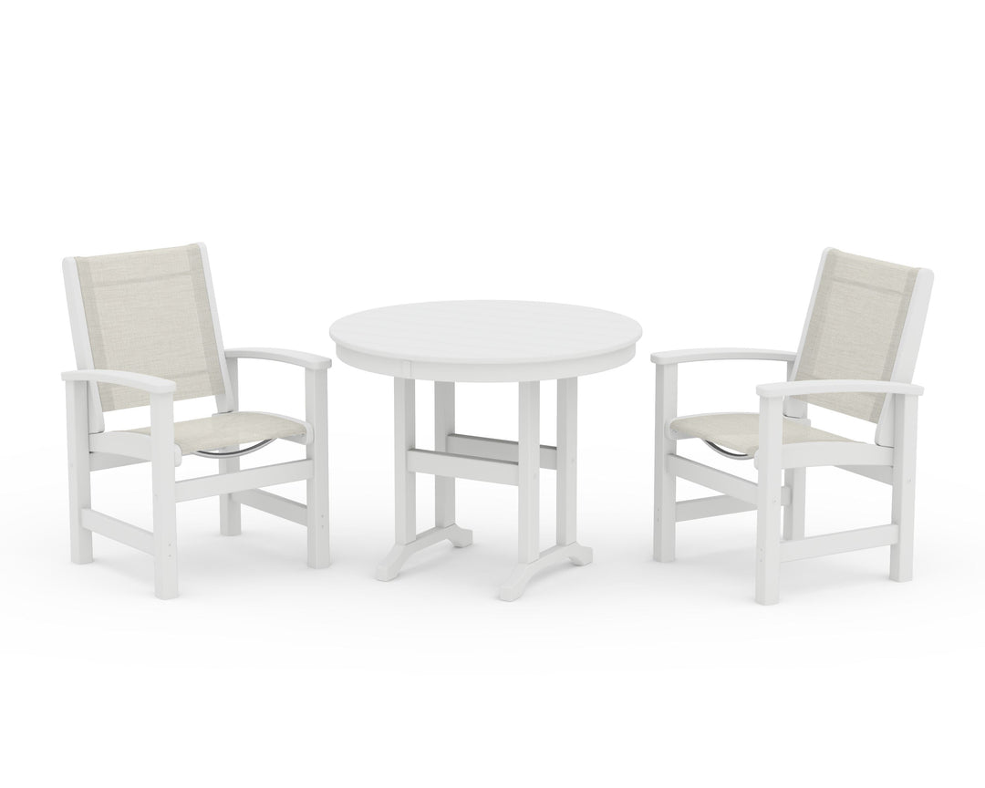 POLYWOOD® Coastal 3-Piece Round Dining Set