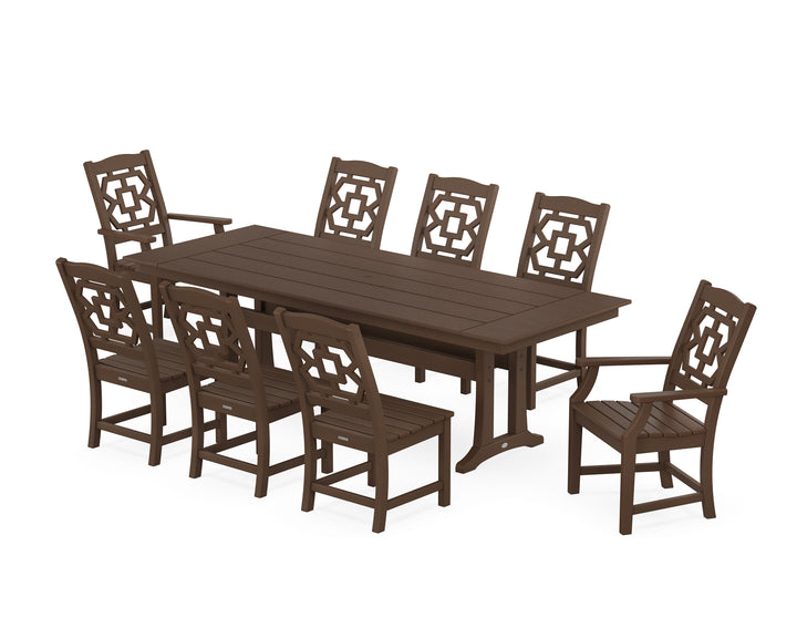 Martha Stewart by POLYWOOD® Chinoiserie 9-Piece Farmhouse Dining Set with Trestle Legs