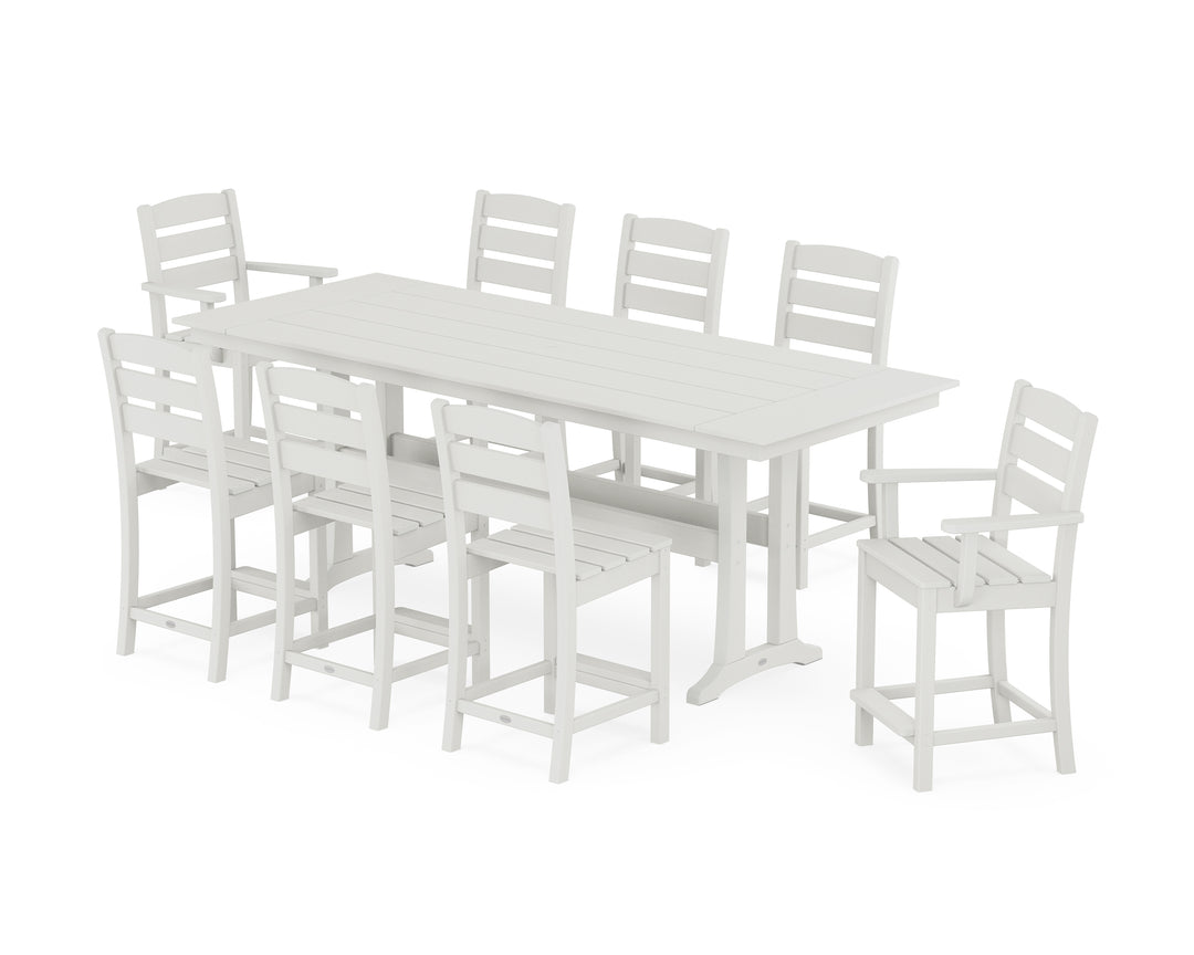POLYWOOD® Lakeside 9-Piece Farmhouse Counter Set with Trestle Legs