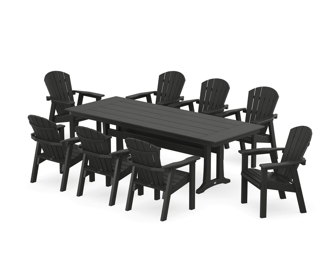 POLYWOOD® Seashell 9-Piece Farmhouse Dining Set with Trestle Legs