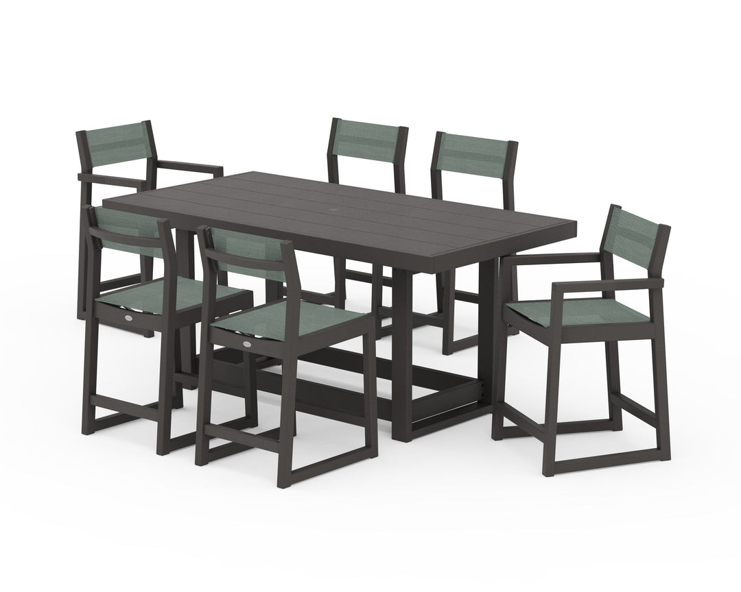 POLYWOOD® EDGE Sling 7-Piece Counter Table Set