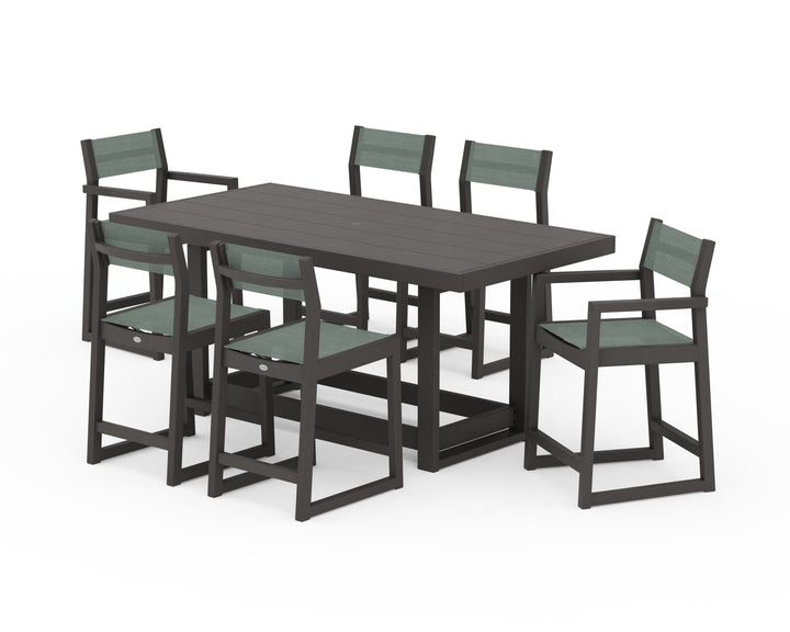 POLYWOOD® EDGE Sling 7-Piece Counter Table Set