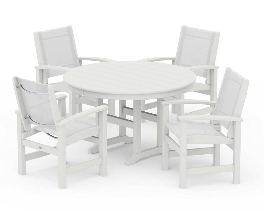 POLYWOOD® Coastal 5-Piece Round Farmhouse Dining Set